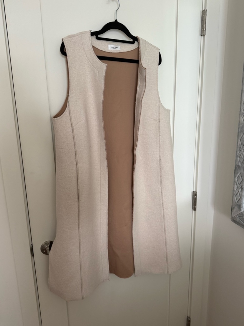 Gerry Weber Beige Sleeveless Open Vest with Tan Lining